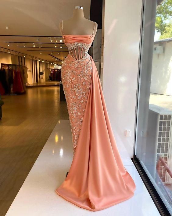 Mermaid Long Evening Dress Spaghetti Straps Prom Dress Party Dress fg2328
