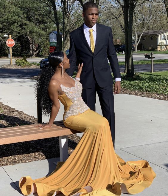 Gold Mermaid Long Prom Evening Dresses fg2303