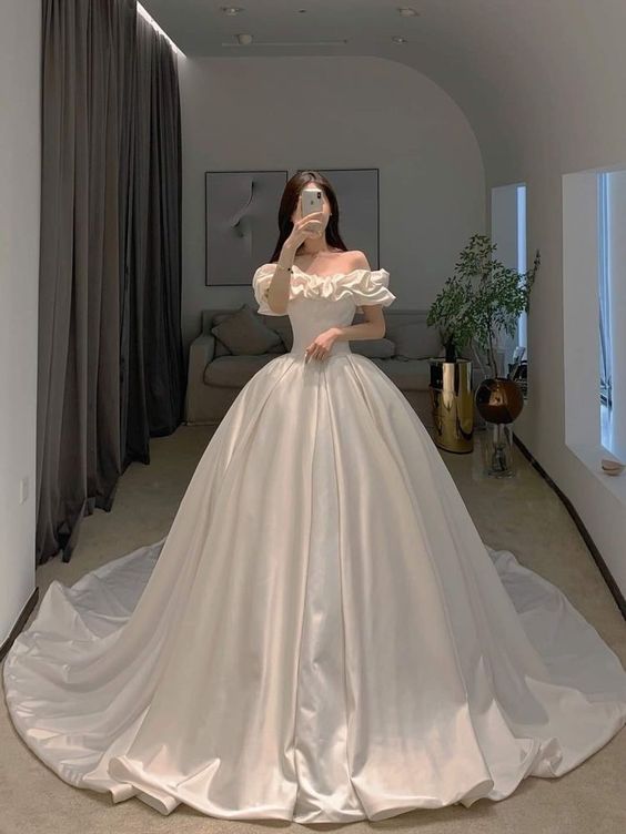 off white wedding dress ball gown wedding dress