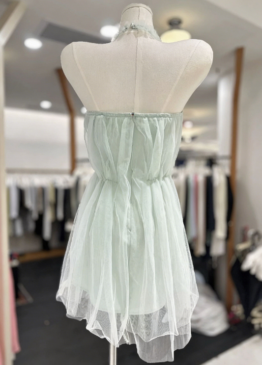 Beauty Homecoming Dress Halter Flower Back to School Outfits Party Dress D6579