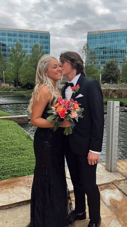 Elegant Black Sheath/Column Long Prom Dress,Black Tulle Evening Dress Y2571