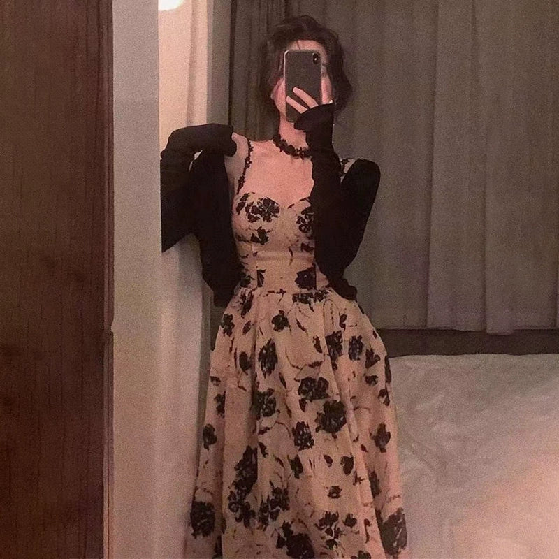 Floral suspender dress for women sweet party dress S5788