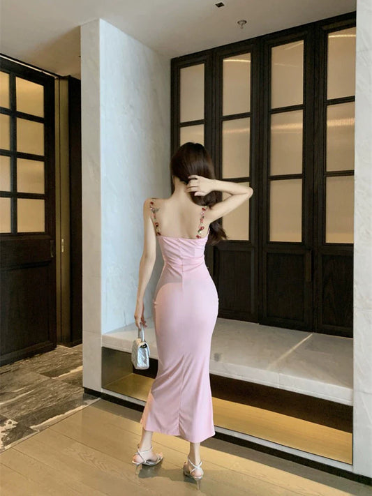 beautiful pink dress birthday dress long mermaid party dress S5880