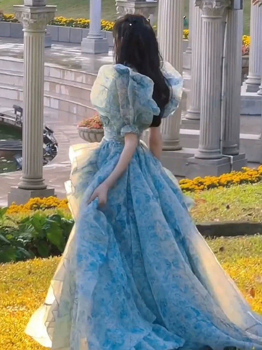 princess party dress long floral dress S5748