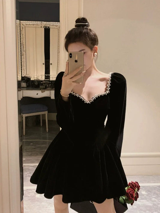 Birthday party dress luxury banquet velvet dress S5829