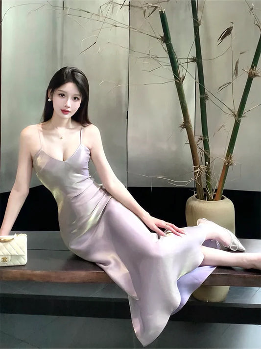 seaside holiday dress purple fairy dress evening dress S6008