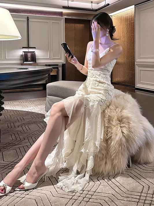 flower dress with embroidery and ribbons long party dress evening dress S6202