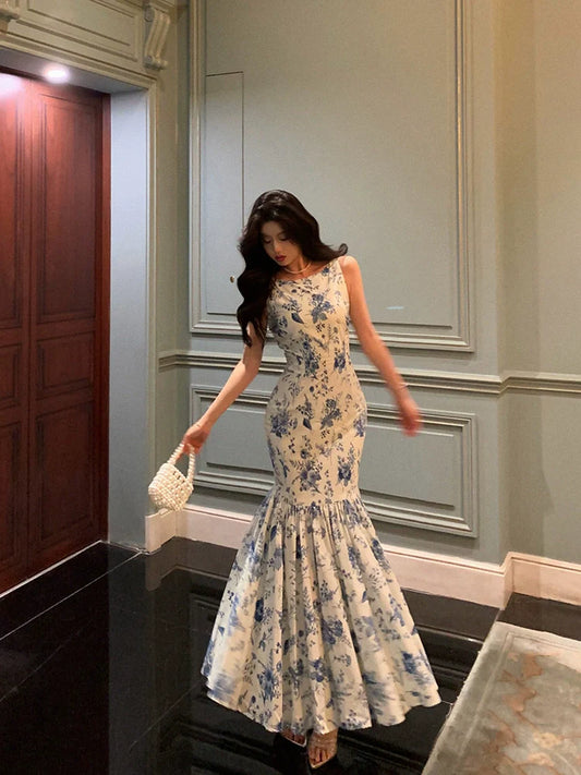 Floral mermaid dress for women new retro party dress S5619