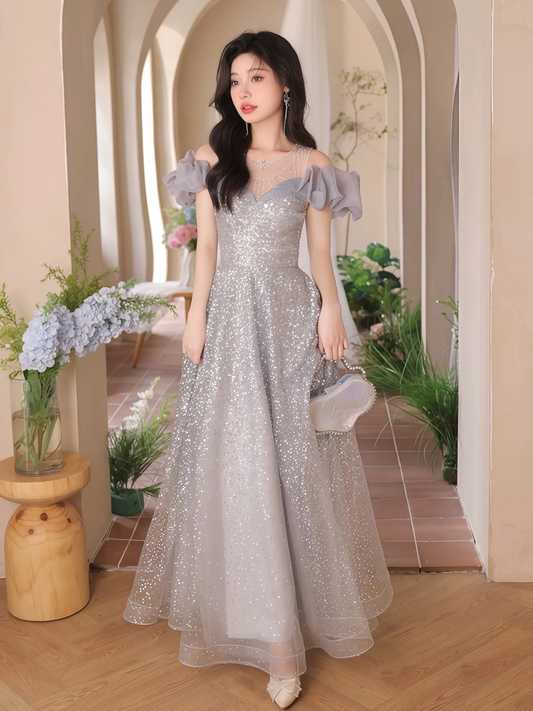 Sparkly Sequin Prom Party Dresses For Graduation Off Shoulder Long Floor Length Women Dresses S5439