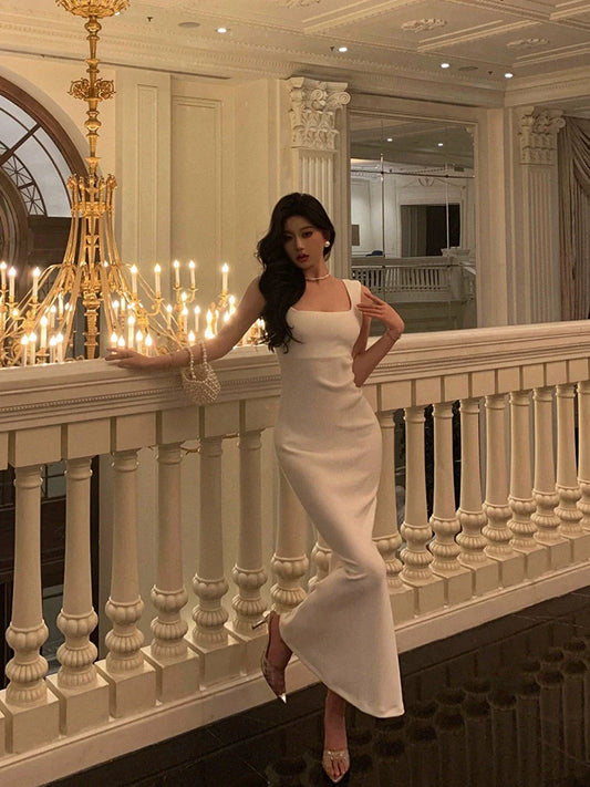 White dress summer new mermaid party dress S5630