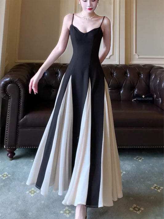 spaghetti straps retro dress long party dress S6054