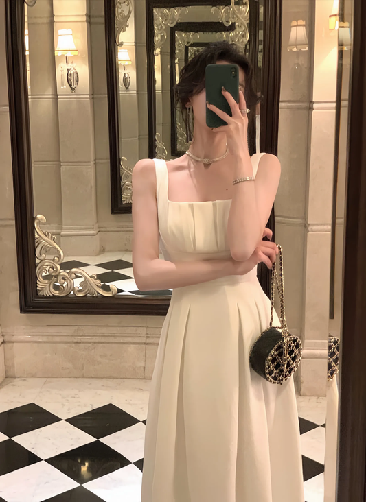 Elegant White Sleeveless Luxury Dress Women A-line Evening Wedding Party Dress S5408