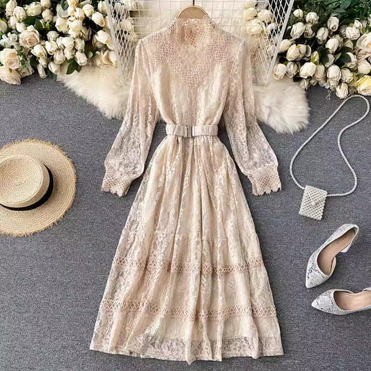 Gentle style dress for women new design lace mid-length skirt S4652