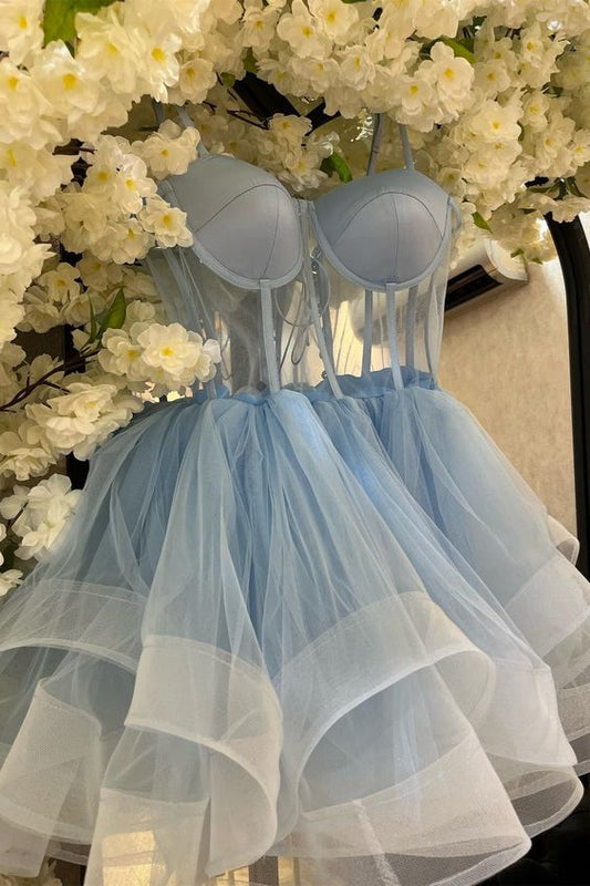 A-line Illusion Tulle Homecoming Dress fg5343