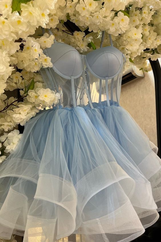 A-line Illusion Tulle Homecoming Dress fg5343