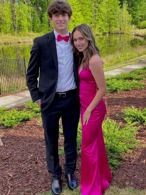 Simple Hot Pink Prom Dress,Hot Pink Evening Dress S5257