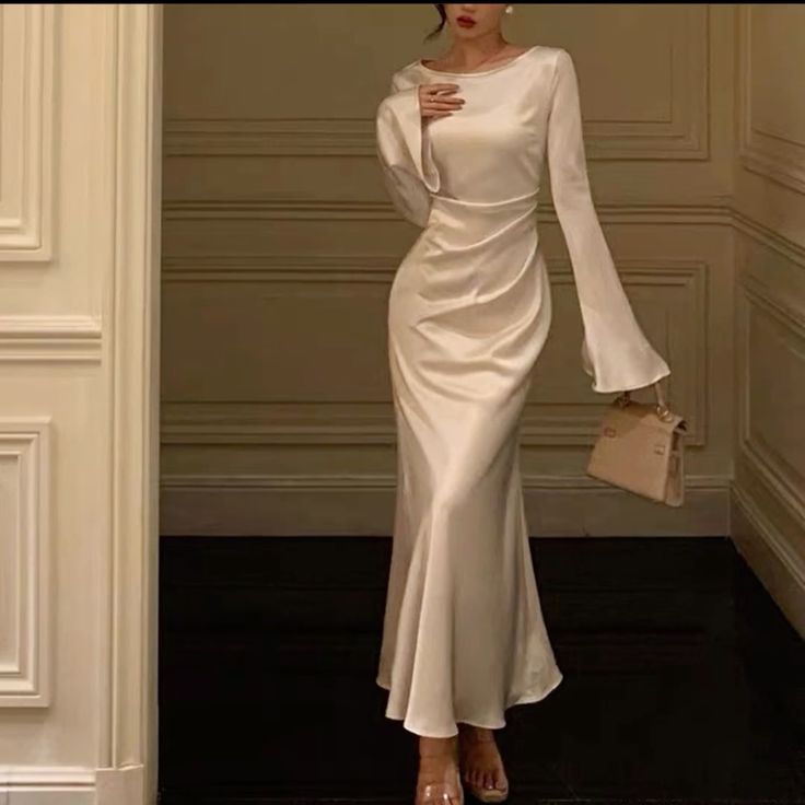 Flare sleeve long wedding mermaid dress for women evening dress fg4402