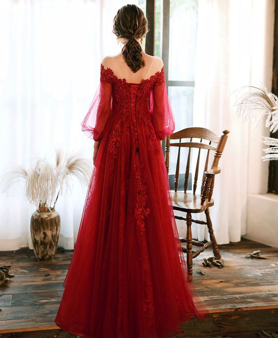 Round Neck Tulle Beads Long Prom Dress Evening Dress fg5615