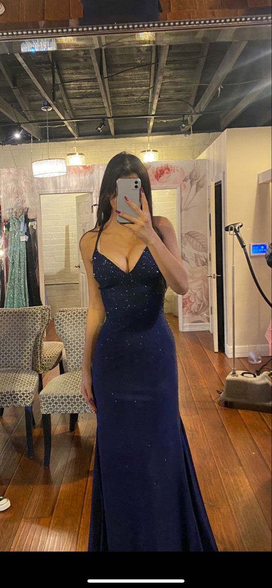 Elegant Navy Blue Mermaid Prom Dress Navy Blue Evening Gown