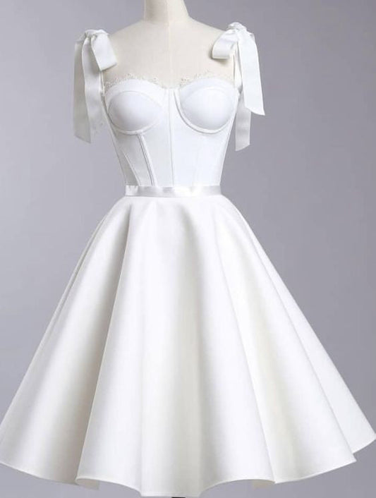 chic a line white straps homecoming dress 16th birthday outfits S5340