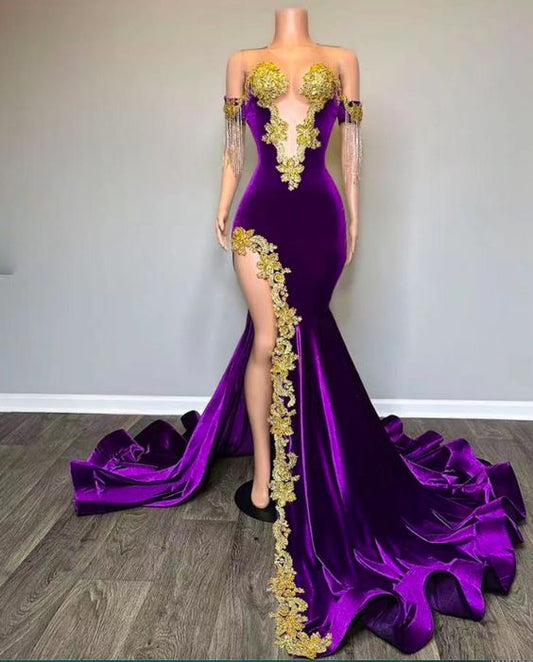 Arabic Prom Dresses, Fashion Party Dresses, Off The Shoulder Prom Dresses, Purple Evening Dresses fg5145