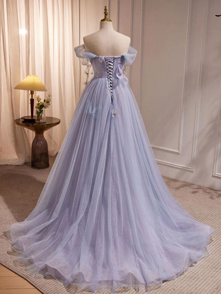 Off Shoulder Sweetheart Long Formal Dress, Tulle Prom Dress fg5025