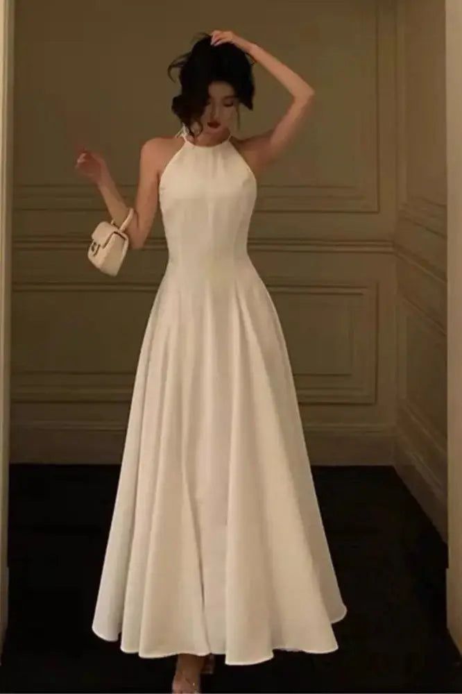 Vintage Halter Maxi Dress evening dress S5277