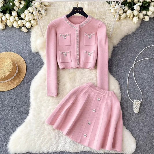 women's knitted cardigans, short skirts, two-piece skirts S4524