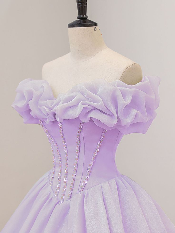 A-Line Off Shoulder Long Prom Dresses, Sweet 16 Dress S4980
