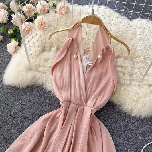 Temperament Sexy Halter Backless Dress S4949
