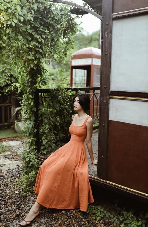 Simple A-line Prom Dress, Orange Evening Dress fg4543