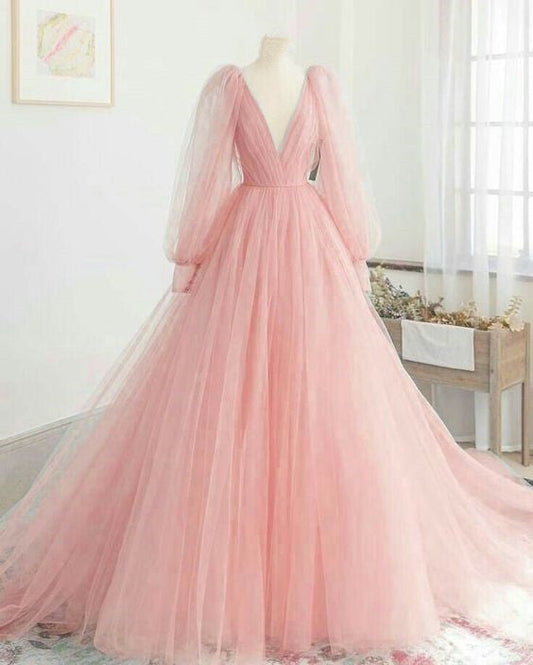 A Line Prom Dresses Elegant Dress Pink Prom Gown