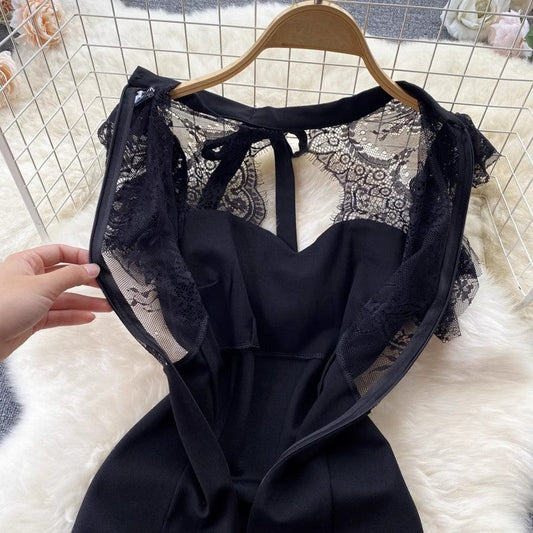 retro lace dress sleeveless sexy skirt S4587