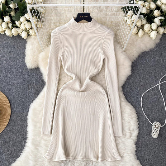 hot girl style solid color knitted dress women's short skirt S4528