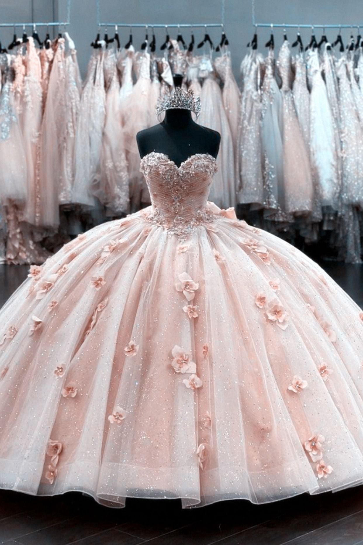 Light Pink Ball Gown Dress For 15th Birthday S5047