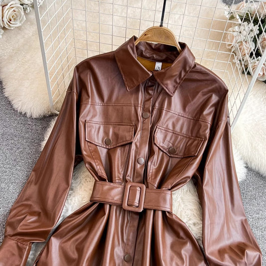 Mid-length burgundy jacket for women coat dress S4032