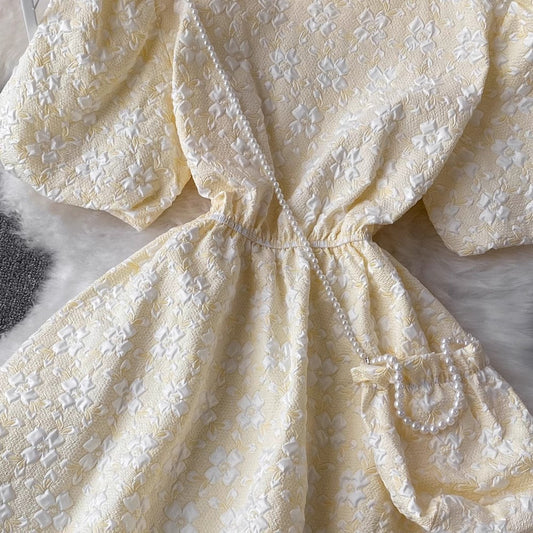 puff sleeve square neck dress short puffy princess dress S4423