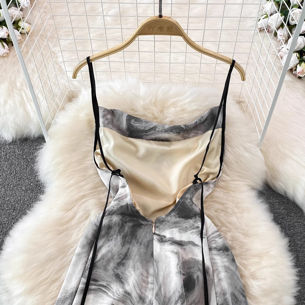 New Chinese Style Backless Sleeveless A-Line Dress S4295