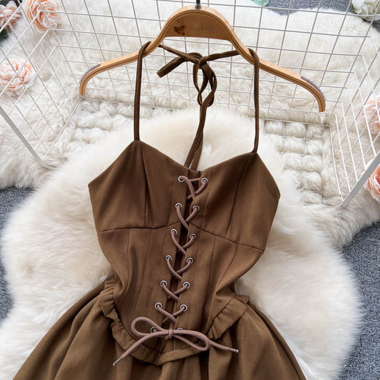 Cute Lace-up Short Dress, A-line Fashion Dress S4410