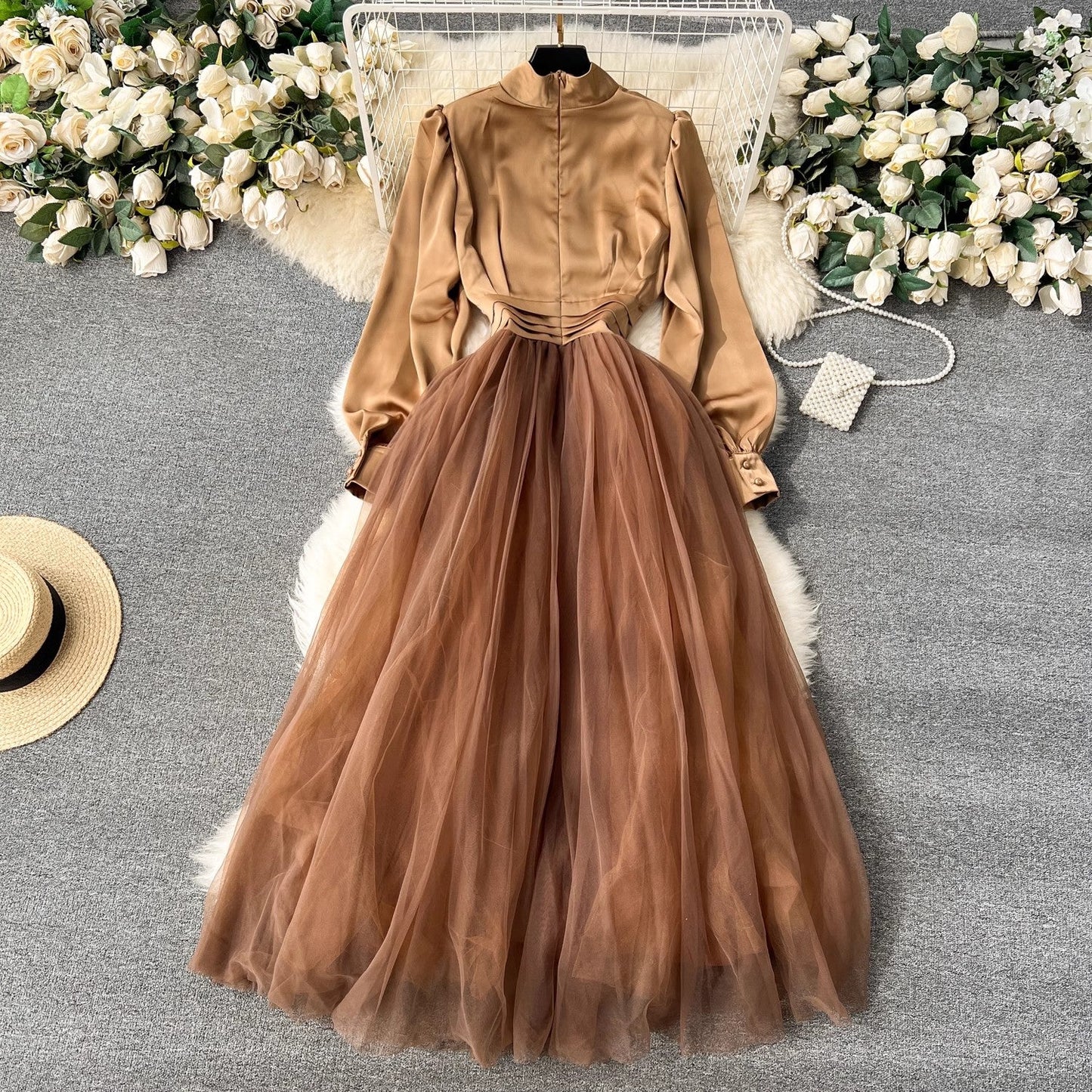lantern sleeves dress for women puffy skirt dress S4572