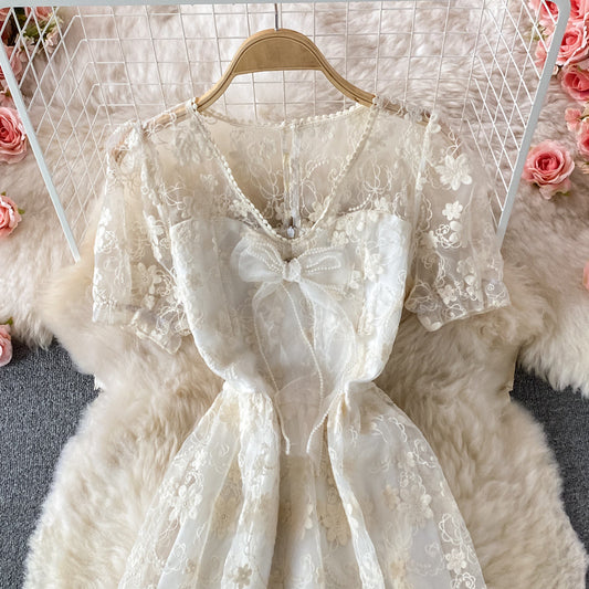 Cute Lace Short A Line Dress Fashion Dress S4483