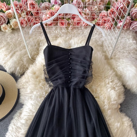 sleeveless dress new suspender skirt mesh long skirt S4187