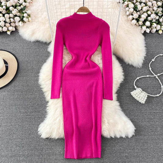 new sexy long-sleeved knitted dress for women S4078