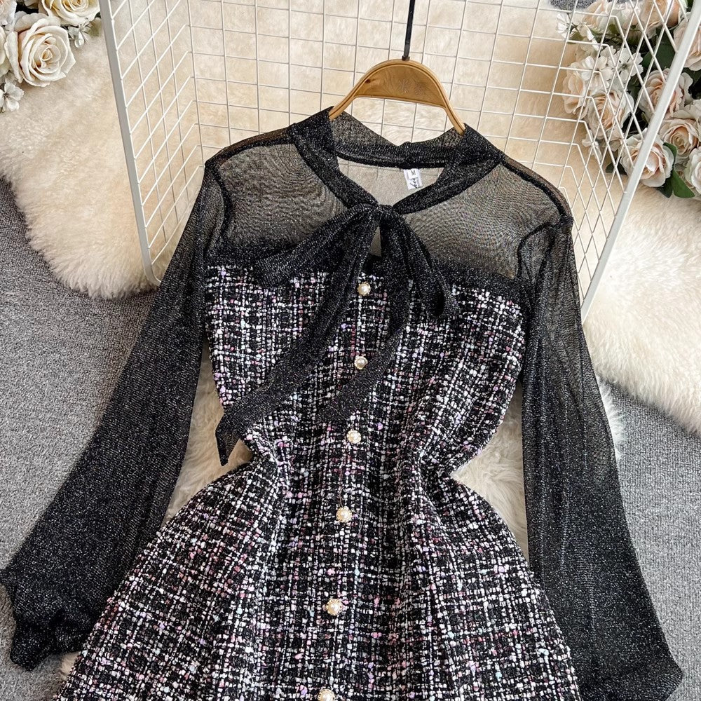 long-sleeved A-line dress S4200