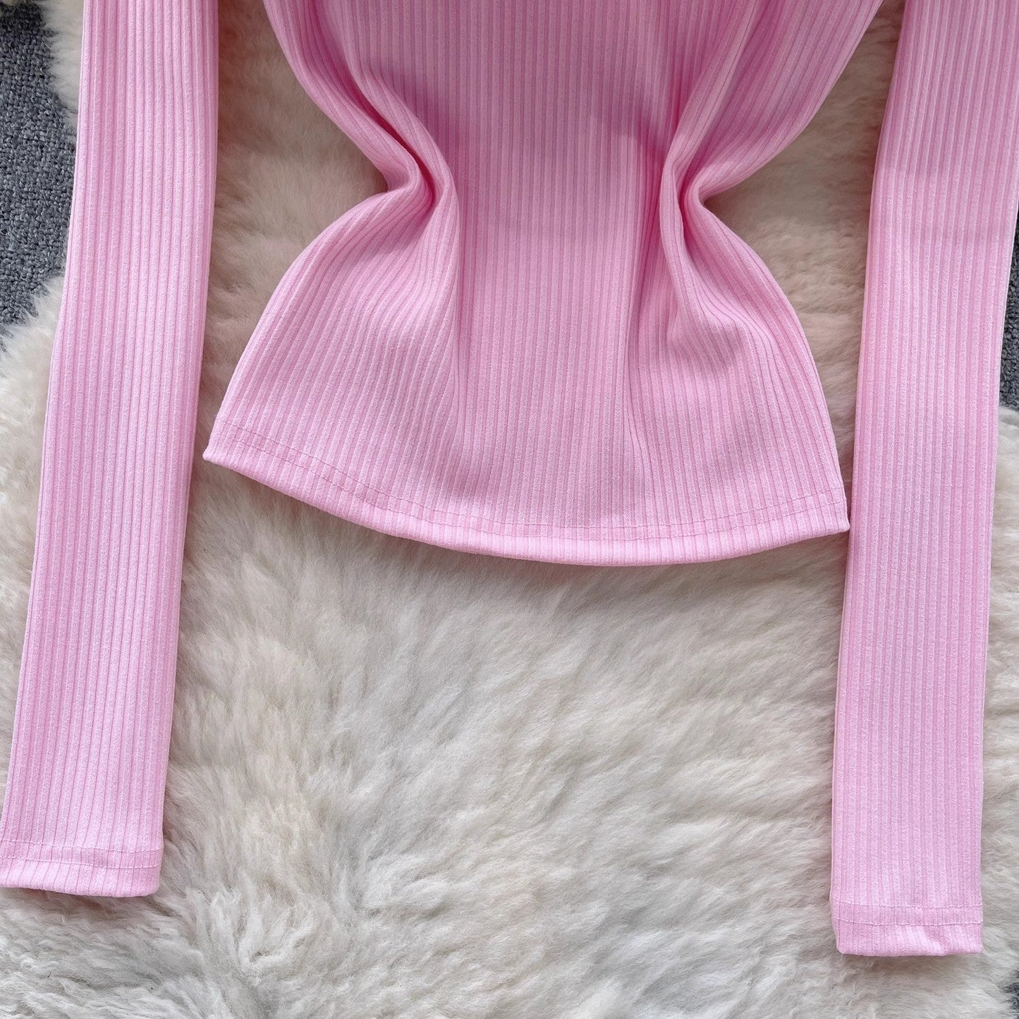 knitted long-sleeved T-shirt for women design top S4605
