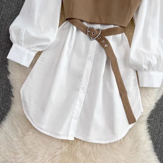 white shirt dress two-piece set S4068