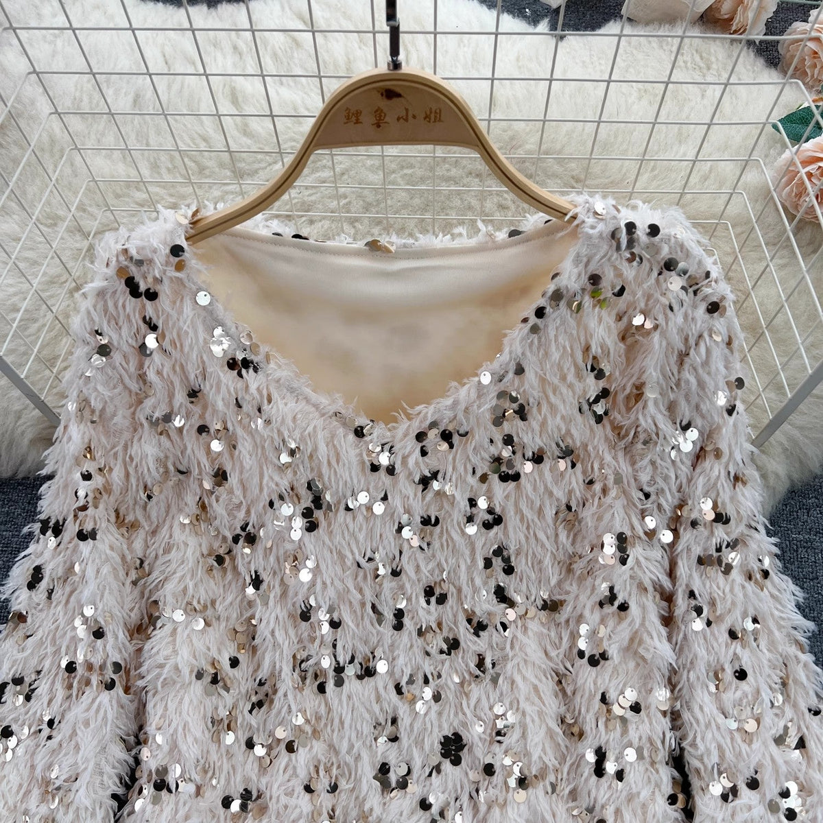 sequined loose fashionable top trend S4664