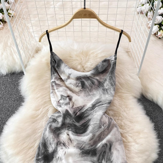 New Chinese Style Backless Sleeveless A-Line Dress S4295