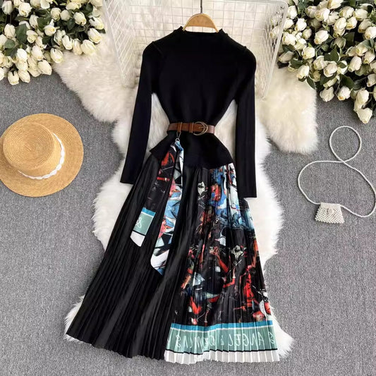 chic new style pleated knitted dress S4561
