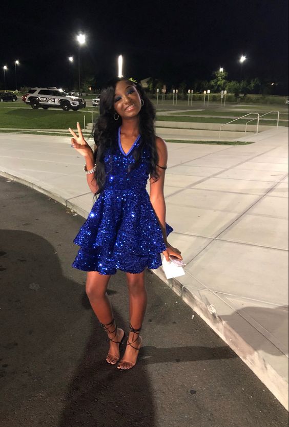 Sparkly Sequin Cocktail Dresses Short A Line Women Formal Homecoming Dress fg3460